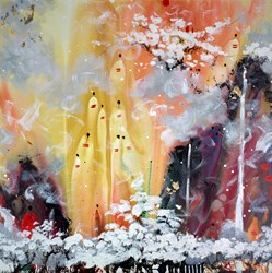 Resplendent 2/3 TRIPTYCH by Danielle O'Connor Akiyama - Glazed Original Painting on Box Canvas sized 48x48 inches. Available from Whitewall Galleries